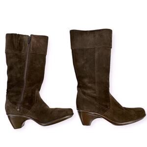 Dansko Brown Heeled Boots Suede Western Style